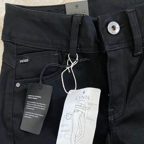 G-Star Women's LYNN MID SUPER SKINNY BLACK JEANS , NWT, W25 L32 - Picture 6 of 7